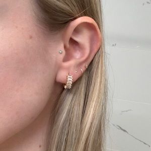 Gold CZ diamond hoop hoops earrings glam